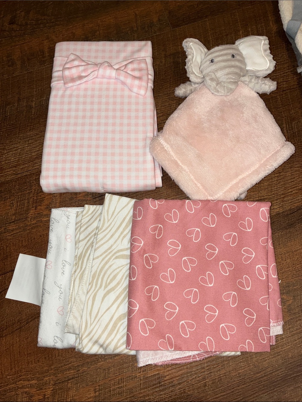 Pink Baby Elephant Stuffy & Swaddles